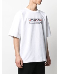 weißes bedrucktes T-Shirt mit einem Rundhalsausschnitt von Heron Preston