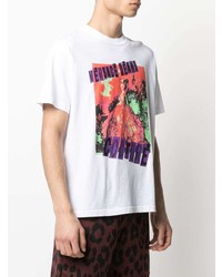 weißes bedrucktes T-Shirt mit einem Rundhalsausschnitt von VERSACE JEANS COUTURE