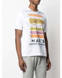 weißes bedrucktes T-Shirt mit einem Rundhalsausschnitt von Junya Watanabe MAN