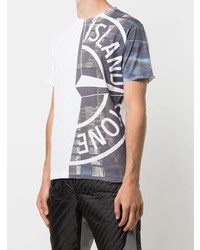 weißes bedrucktes T-Shirt mit einem Rundhalsausschnitt von Stone Island