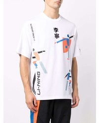 weißes bedrucktes T-Shirt mit einem Rundhalsausschnitt von Li-Ning