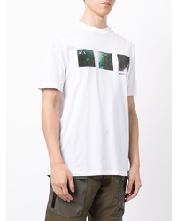 weißes bedrucktes T-Shirt mit einem Rundhalsausschnitt von Armani Exchange