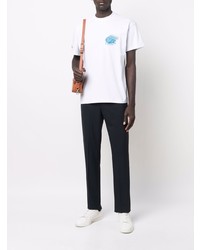 weißes bedrucktes T-Shirt mit einem Rundhalsausschnitt von Jacquemus