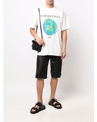 weißes bedrucktes T-Shirt mit einem Rundhalsausschnitt von MSGM