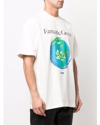 weißes bedrucktes T-Shirt mit einem Rundhalsausschnitt von MSGM