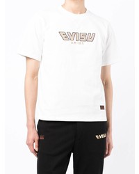 weißes bedrucktes T-Shirt mit einem Rundhalsausschnitt von Evisu