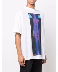 weißes bedrucktes T-Shirt mit einem Rundhalsausschnitt von Acne Studios