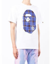 weißes bedrucktes T-Shirt mit einem Rundhalsausschnitt von A Bathing Ape