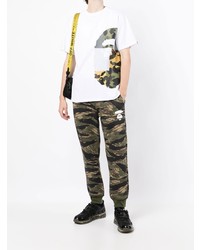 weißes bedrucktes T-Shirt mit einem Rundhalsausschnitt von A Bathing Ape