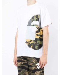 weißes bedrucktes T-Shirt mit einem Rundhalsausschnitt von A Bathing Ape