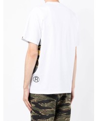 weißes bedrucktes T-Shirt mit einem Rundhalsausschnitt von A Bathing Ape