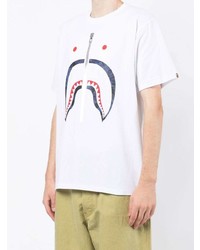 weißes bedrucktes T-Shirt mit einem Rundhalsausschnitt von A Bathing Ape