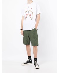 weißes bedrucktes T-Shirt mit einem Rundhalsausschnitt von A Bathing Ape