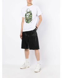 weißes bedrucktes T-Shirt mit einem Rundhalsausschnitt von A Bathing Ape