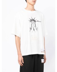 weißes bedrucktes T-Shirt mit einem Rundhalsausschnitt von Maison Mihara Yasuhiro