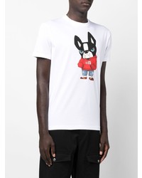 weißes bedrucktes T-Shirt mit einem Rundhalsausschnitt von DSQUARED2