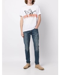 weißes bedrucktes T-Shirt mit einem Rundhalsausschnitt von True Religion