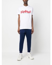 weißes bedrucktes T-Shirt mit einem Rundhalsausschnitt von DSQUARED2