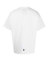 weißes bedrucktes T-Shirt mit einem Rundhalsausschnitt von Fumito Ganryu