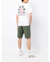 weißes bedrucktes T-Shirt mit einem Rundhalsausschnitt von A Bathing Ape