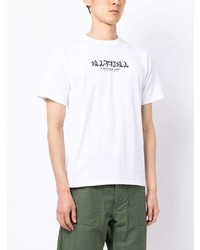 weißes bedrucktes T-Shirt mit einem Rundhalsausschnitt von A Bathing Ape