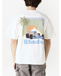 weißes bedrucktes T-Shirt mit einem Rundhalsausschnitt von Rhude