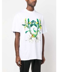 weißes bedrucktes T-Shirt mit einem Rundhalsausschnitt von MSGM