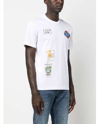 weißes bedrucktes T-Shirt mit einem Rundhalsausschnitt von PMD