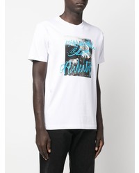 weißes bedrucktes T-Shirt mit einem Rundhalsausschnitt von Off-White