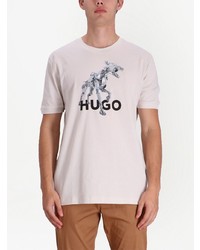 weißes bedrucktes T-Shirt mit einem Rundhalsausschnitt von Hugo