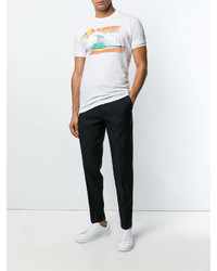 weißes bedrucktes T-Shirt mit einem Rundhalsausschnitt von DSQUARED2