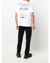 weißes bedrucktes T-Shirt mit einem Rundhalsausschnitt von Just Cavalli