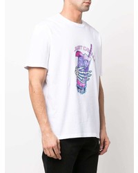 weißes bedrucktes T-Shirt mit einem Rundhalsausschnitt von Just Cavalli