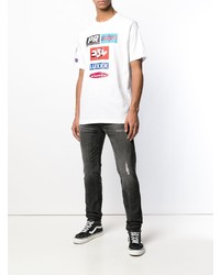 weißes bedrucktes T-Shirt mit einem Rundhalsausschnitt von Diesel