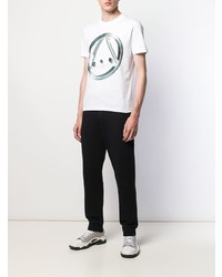 weißes bedrucktes T-Shirt mit einem Rundhalsausschnitt von McQ Alexander McQueen