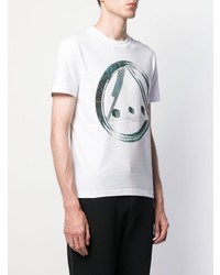 weißes bedrucktes T-Shirt mit einem Rundhalsausschnitt von McQ Alexander McQueen