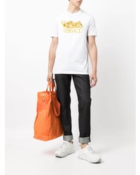 weißes bedrucktes T-Shirt mit einem Rundhalsausschnitt von Versace