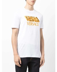 weißes bedrucktes T-Shirt mit einem Rundhalsausschnitt von Versace