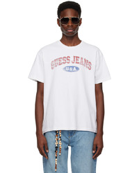 weißes bedrucktes T-Shirt mit einem Rundhalsausschnitt von Guess Jeans U.S.A.