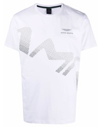 weißes bedrucktes T-Shirt mit einem Rundhalsausschnitt von Hackett