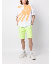 weißes bedrucktes T-Shirt mit einem Rundhalsausschnitt von MSGM