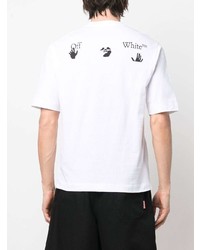 weißes bedrucktes T-Shirt mit einem Rundhalsausschnitt von Off-White