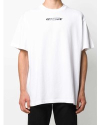 weißes bedrucktes T-Shirt mit einem Rundhalsausschnitt von Off-White