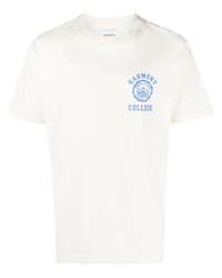 weißes bedrucktes T-Shirt mit einem Rundhalsausschnitt von Harmony Paris