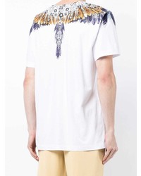 weißes bedrucktes T-Shirt mit einem Rundhalsausschnitt von Marcelo Burlon County of Milan