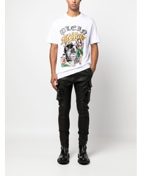 weißes bedrucktes T-Shirt mit einem Rundhalsausschnitt von Philipp Plein