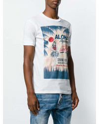 weißes bedrucktes T-Shirt mit einem Rundhalsausschnitt von DSQUARED2