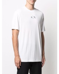 weißes bedrucktes T-Shirt mit einem Rundhalsausschnitt von Armani Exchange