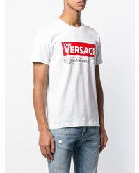 weißes bedrucktes T-Shirt mit einem Rundhalsausschnitt von Versace