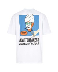 weißes bedrucktes T-Shirt mit einem Rundhalsausschnitt von Pas de Mer